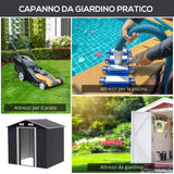 easycomfort capanno da giardino 2x1.5x1.9m in acciaio zincato doppia porta scorrevole e 4 prese d aria