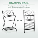 easycomfort portapiante in metallo pieghevole con 3 vasi e ripiano inferiore per casa e giardino 47x37x78.5cm nero
