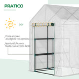 easycomfort serra da giardino per esterni in acciaio e pe con 2 scaffali e porta avvolgibile 143x143x195 cm bianco