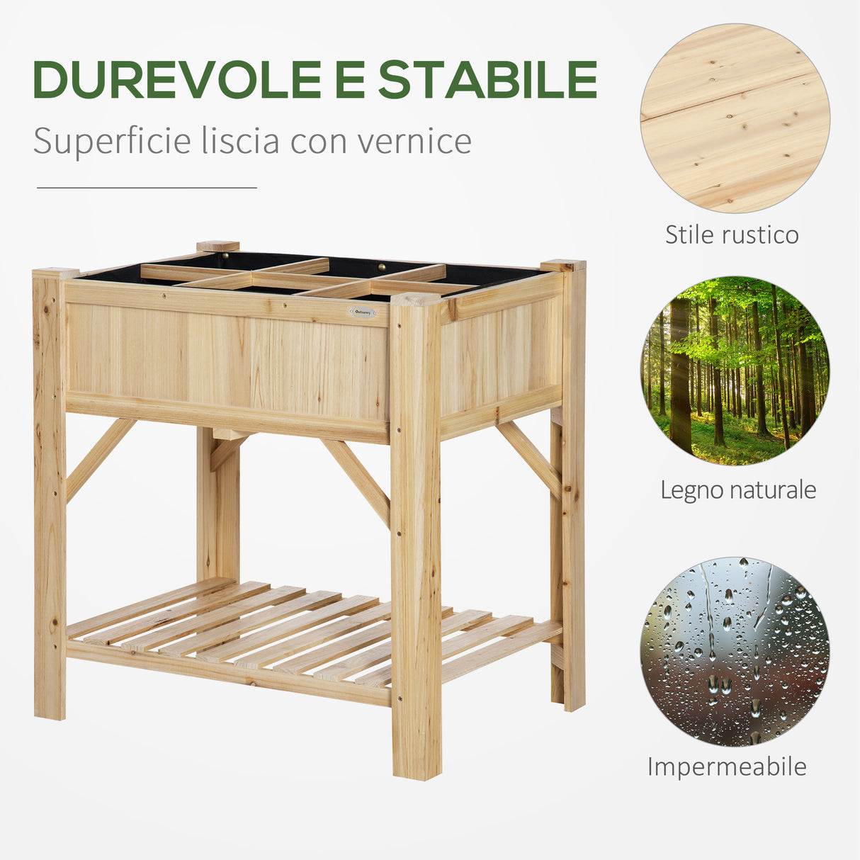 easycomfort easycomfort letto per orto rialzato con 6 scomparti in legno di abete 78 5x58x81cm