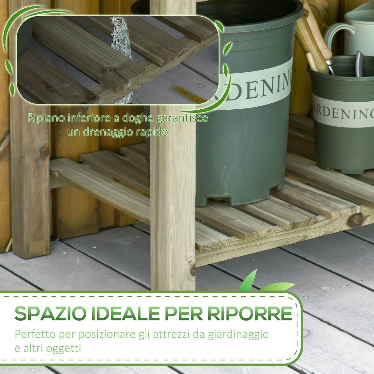 easycomfort fioriera rialzata in legno con gambe e ripiano inferiore per giardino e balcone 91x51x76cm 33183