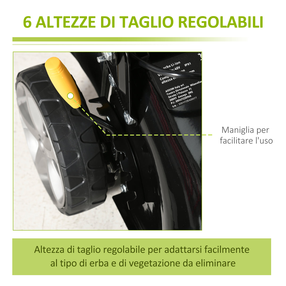 easycomfort easycomfort tagliaerba a batteria 40v motore 800w lama da 42cm con 6 altezze di taglio 25 75mm e sacco di raccolta 45l