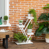 easycomfort scaletta portavasi a 4 livelli per interni ed esterni in mdf e acciaio 50.5x24x81 cm bianco