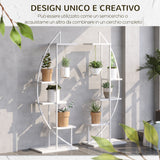 easycomfort portafiori a 5 livelli a mezzaluna per interni ed esterni in mdf e acciaio 50x30x160 cm bianco