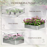 easycomfort fioriera in metallo rialzata con copertura in pc per uso esterno in giardino e balcone 126x107x57.5 67.5 cm