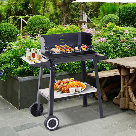 easycomfort easycomfort griglia a carbone barbecue picnic altezza regolabile nero 87x 45 x 83 cm