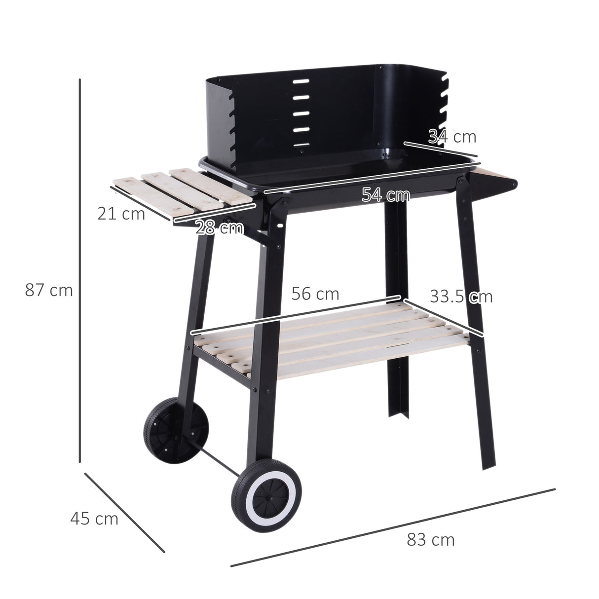 easycomfort easycomfort griglia a carbone barbecue picnic altezza regolabile nero 87x 45 x 83 cm