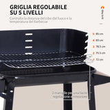 easycomfort easycomfort griglia a carbone barbecue picnic altezza regolabile nero 87x 45 x 83 cm