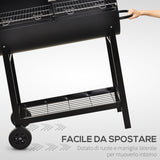 easycomfort easycomfort barbecue in acciaio con 2 griglie indipendenti nero 90cm x 45cm x 96cm