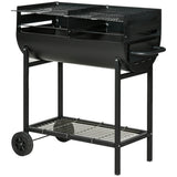 easycomfort easycomfort barbecue in acciaio con 2 griglie indipendenti nero 90cm x 45cm x 96cm