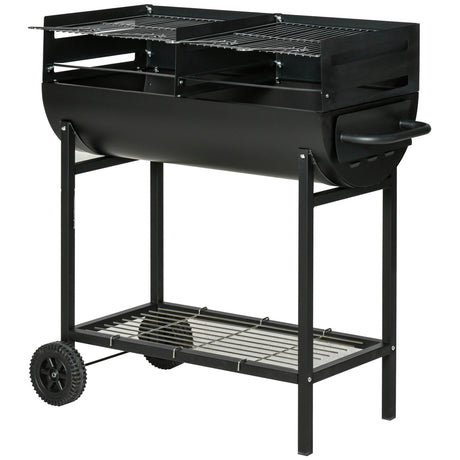 easycomfort easycomfort barbecue in acciaio con 2 griglie indipendenti nero 90cm x 45cm x 96cm