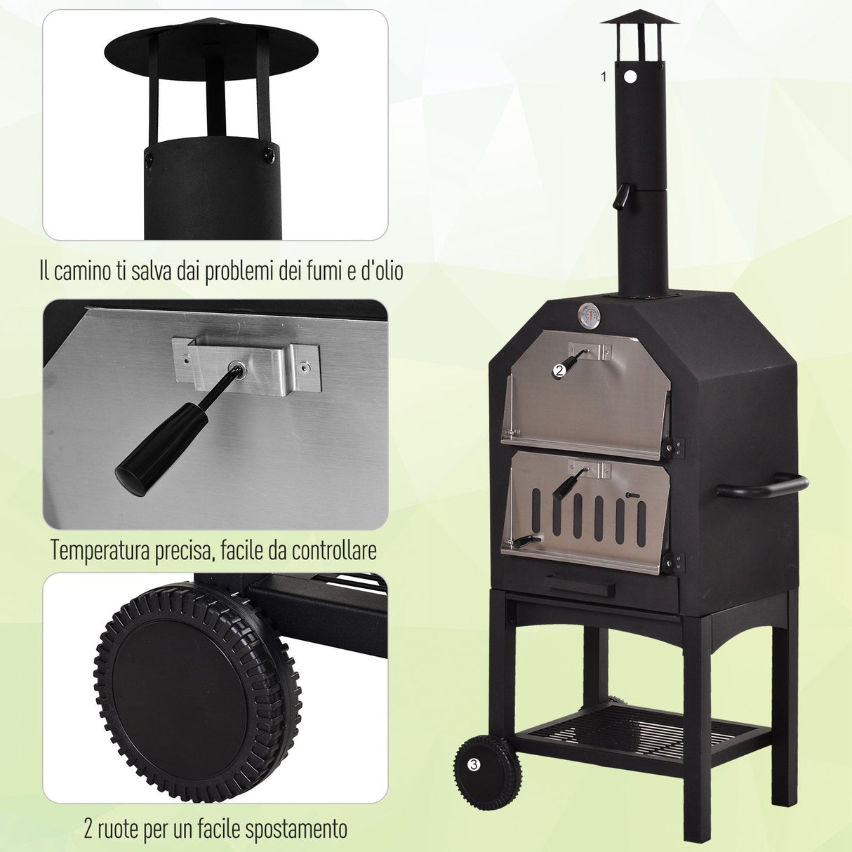 easycomfort easycomfort forno per pizza barbecue a carbonella in acciaio inox 50x36x160cm
