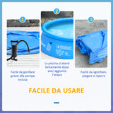 easycomfort piscina gonfiabile da giardino per 3 4 persone in pvc a 3 strati con valvola di scarico e pompa manuale inclusa 274x76cm blu