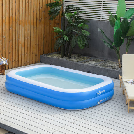 easycomfort piscina gonfiabile rettangolare da esterni per 1 2 adulti in pvc resistente 2 camere d aria e valvola di scarico 262x176x56cm blu