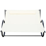 easycomfort lettino prendisole 2 posti sdraio da giardino a dondolo in metallo e textilene bianco crema