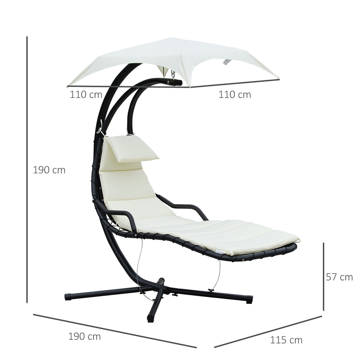 easycomfort easycomfort sdraio da giardino a dondolo relax chaise longue di lusso con tettuccio crema
