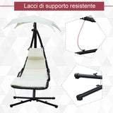 easycomfort easycomfort sdraio da giardino a dondolo relax chaise longue di lusso con tettuccio crema