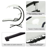 easycomfort easycomfort sdraio da giardino a dondolo relax chaise longue di lusso con tettuccio crema