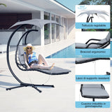 easycomfort easycomfort sdraio da giardino a dondolo relax chaise longue di lusso con tettuccio grigio