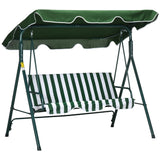 easycomfort easycomfort dondolo da giardino 3 posti in acciaio e teslin con tetto parasole 172x110x153 cm bianco e verde