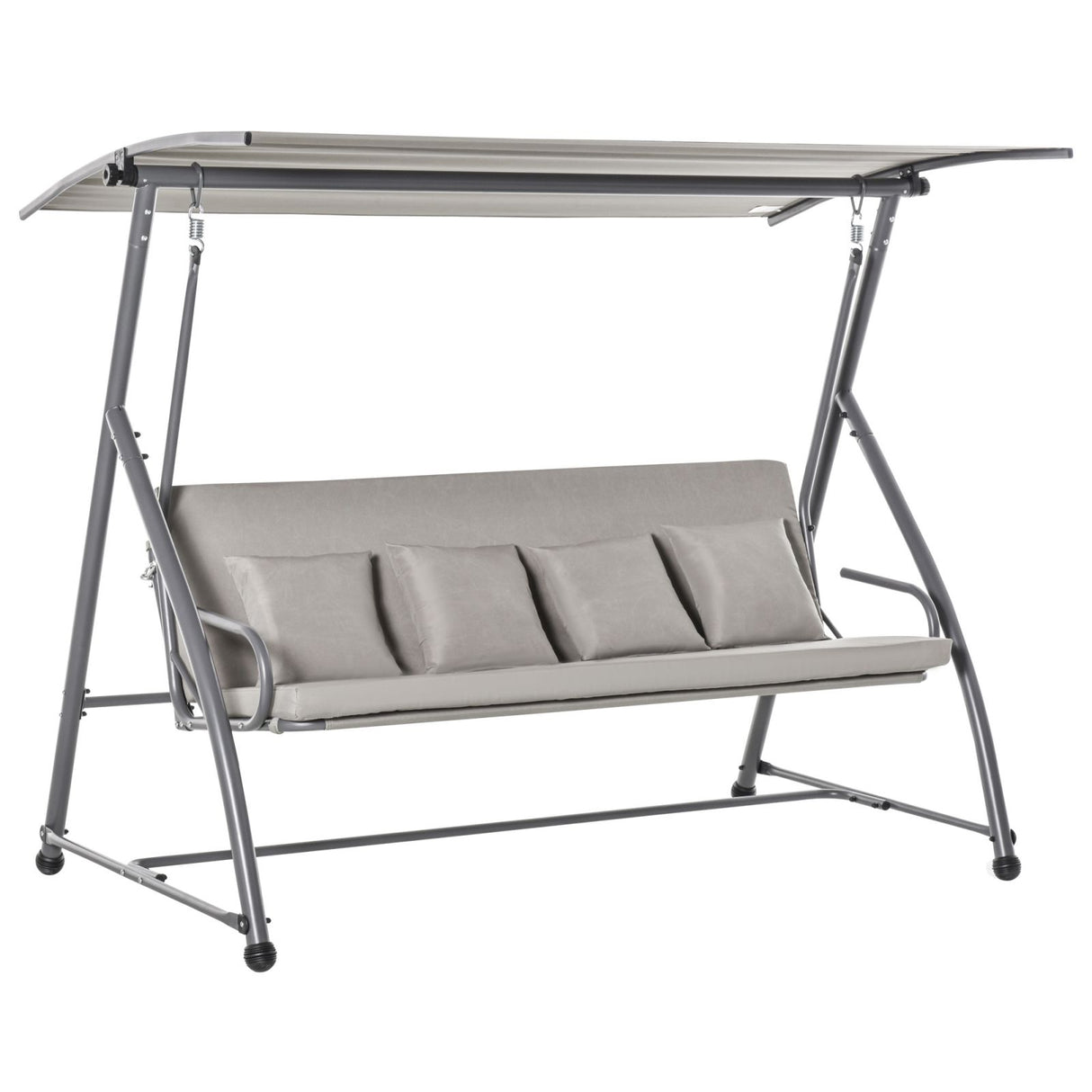 easycomfort dondolo da giardino 3 posti con tettuccio in acciaio e poliestere beige