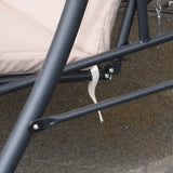 easycomfort dondolo da esterni 2 in1 per 3 persone convertibile in letto con tettuccio 200x125x170cm beige