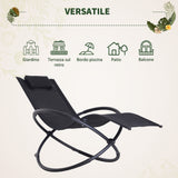 easycomfort easycomfort sedia a dondolo moderna in textilene nero 154x80x84cm