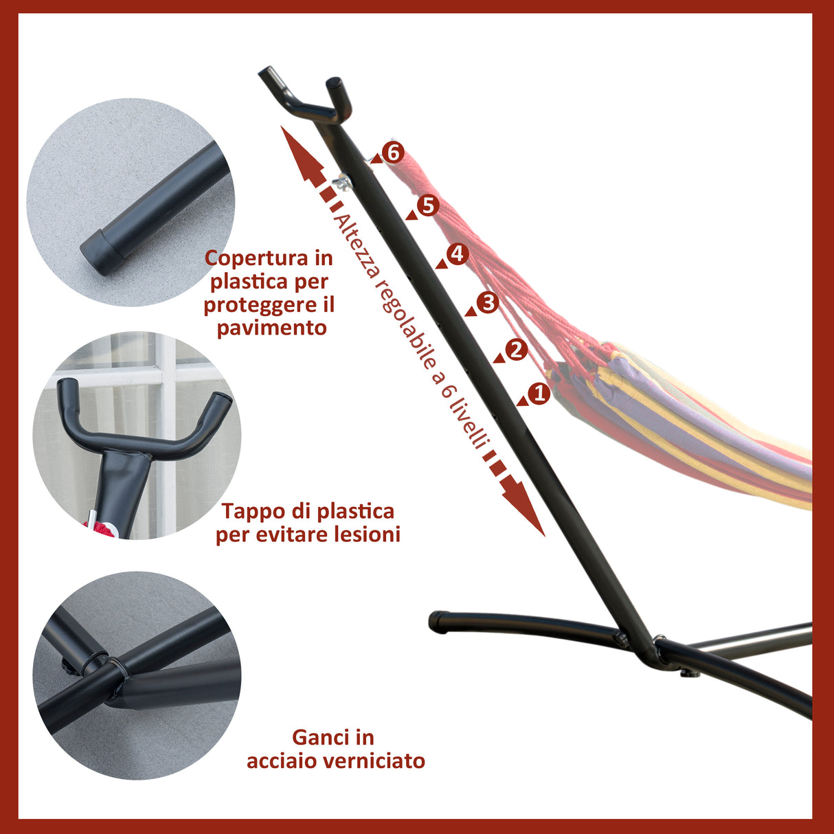 easycomfort easycomfort supporto struttura portante per amaca regolabile max.150kg nero 280x120x110cm