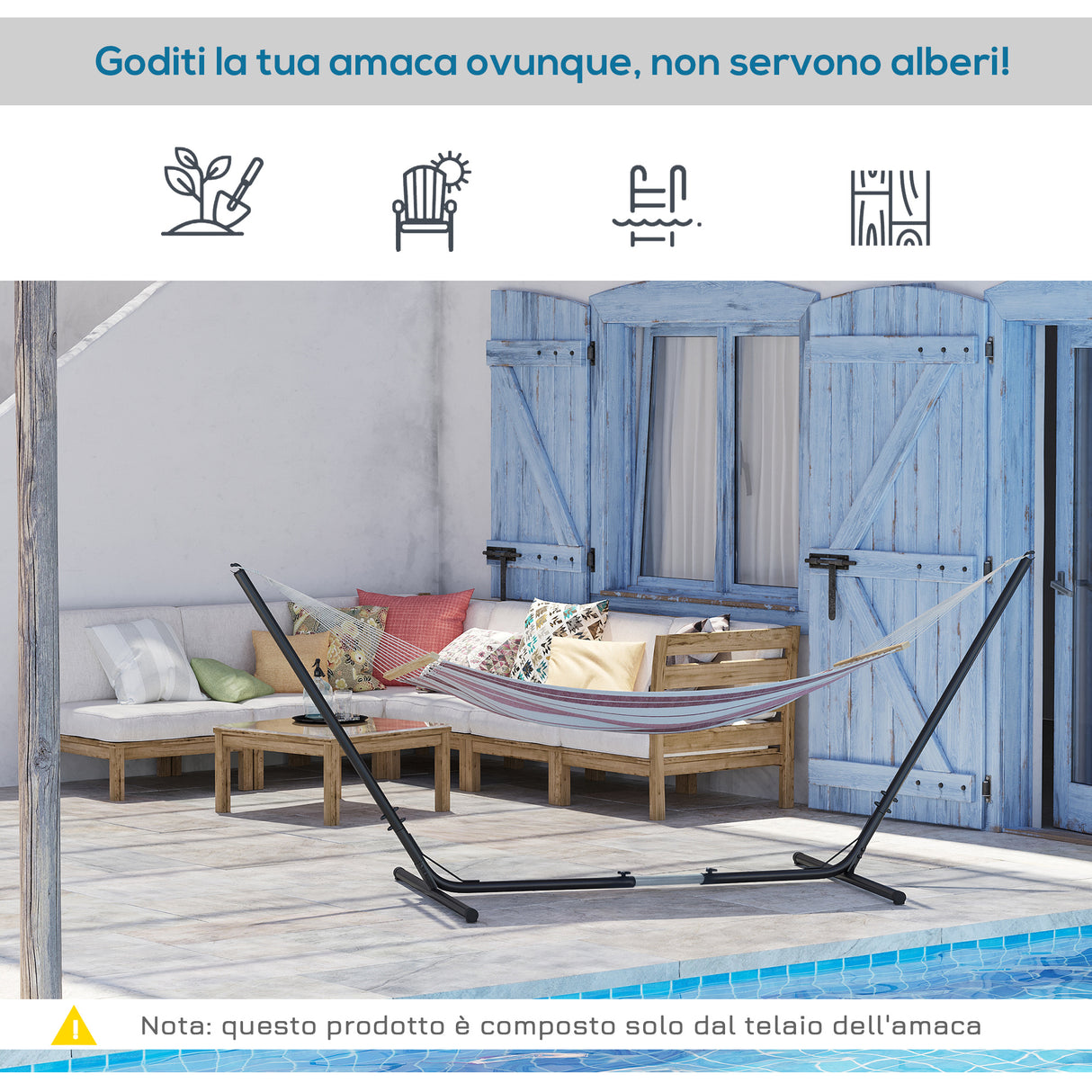 easycomfort easycomfort supporto struttura portante per amaca regolabile max. 150 kg nero 308 380x108x120cm