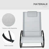 easycomfort sdraio da giardino zero gravity sedia a dondolo con cuscino e tessuto traspirante 105x62x88cm grigia