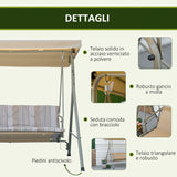 easycomfort easycomfort dondolo da giardino 3 posti in acciaio con tetto regolabile cuscini e braccioli 172x110x156cm