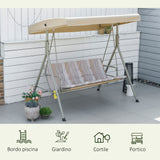 easycomfort easycomfort dondolo da giardino 3 posti in acciaio con tetto regolabile cuscini e braccioli 172x110x156cm