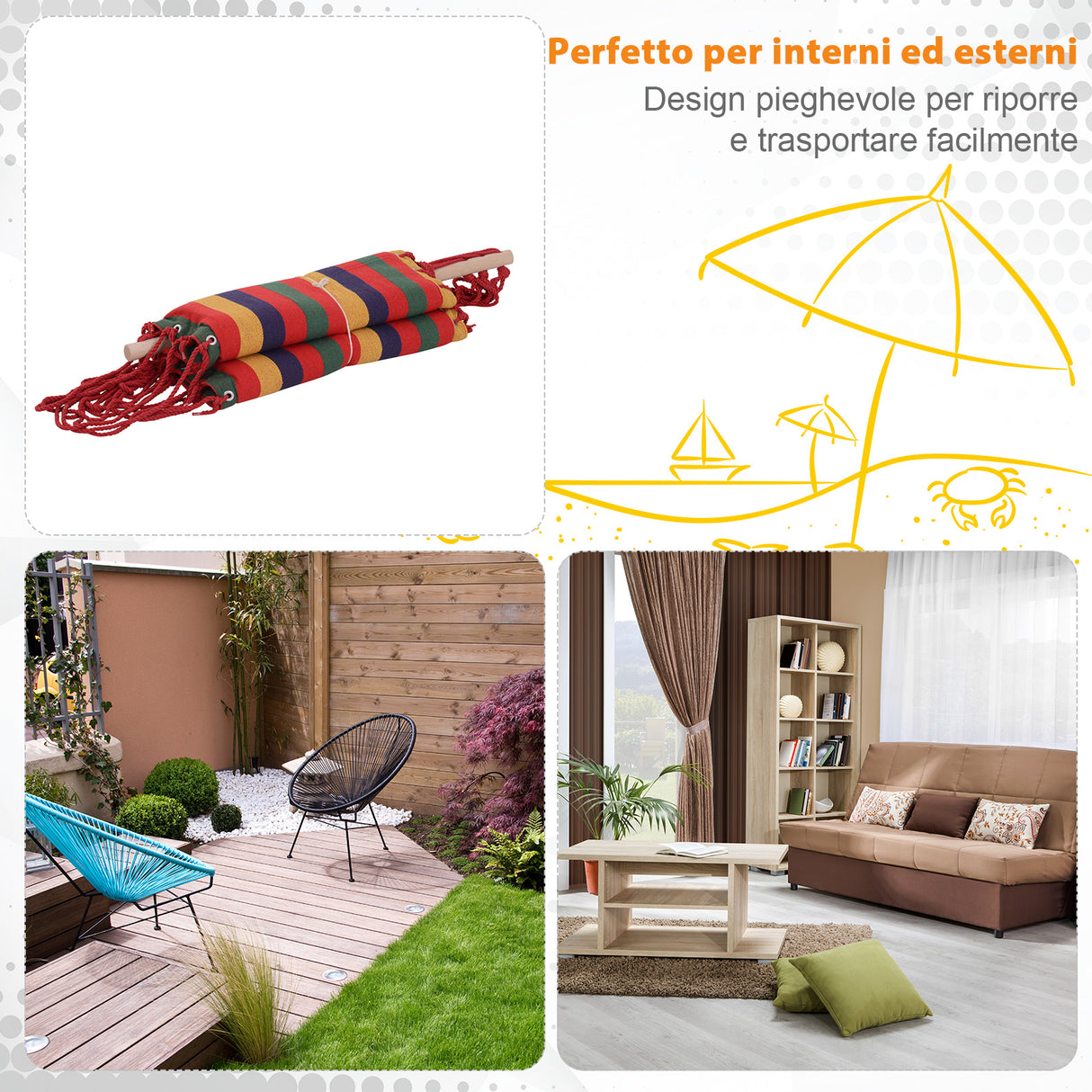 easycomfort easycomfort amaca sedia sospesa in poliestere colorata 100x60x100cm