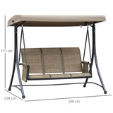 easycomfort easycomfort dondolo da giardino 3 posti tettuccio e tasche portaoggetti marrone