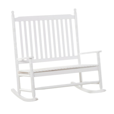easycomfort easycomfort panchina a dondolo da giardino 2 posti con schienale alto e braccioli in legno bianco