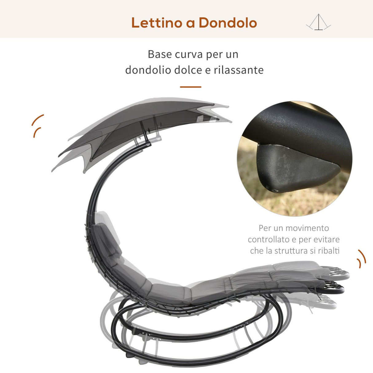 easycomfort easycomfort lettino a dondolo da giardino sdraio prendisole per esterno grigia