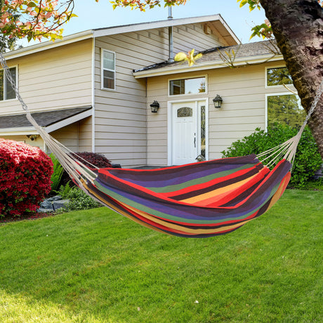 easycomfort amaca da giardino extra large in cotone e poliestere con sacca di trasporto 200x150cm righe multicolore