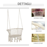 easycomfort sedia sospesa in poliestere e macrame per interni ed esterni crema