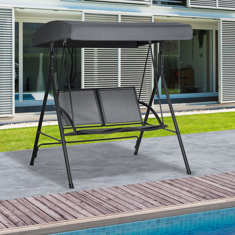 easycomfort dondolo a 2 posti da giardino con tettuccio regolabile 140x118x162cm grigio