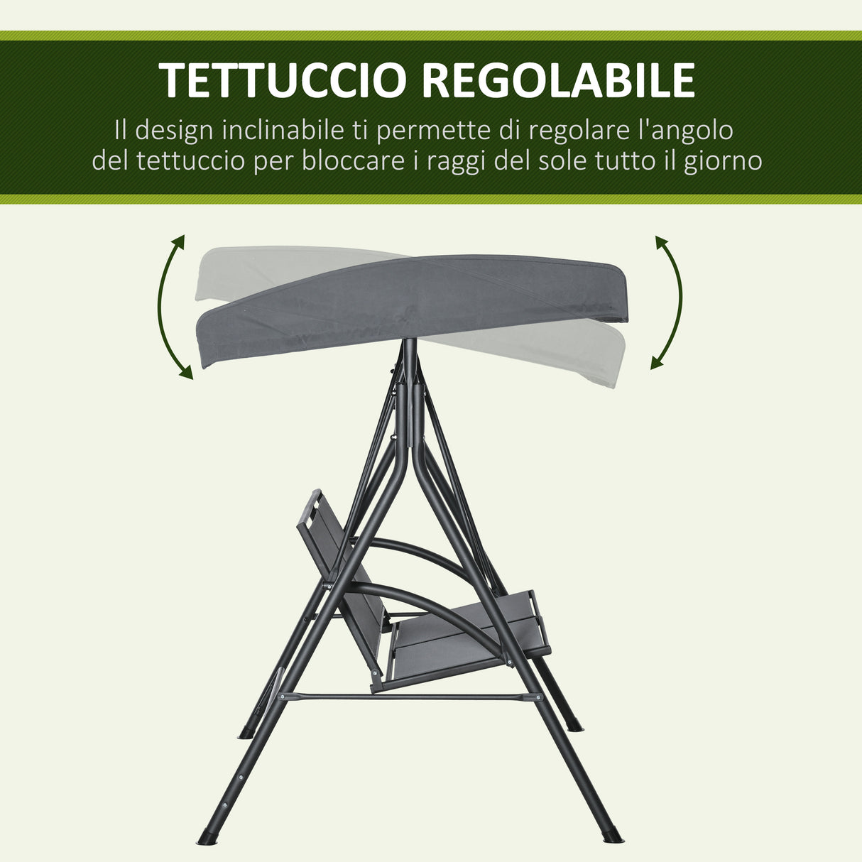 easycomfort dondolo a 2 posti da giardino con tettuccio regolabile 140x118x162cm grigio