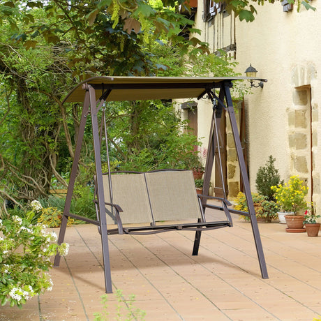 easycomfort dondolo da giardino 2 posti con tettuccio regolabile e seduta traspirante 147x125x170cm
