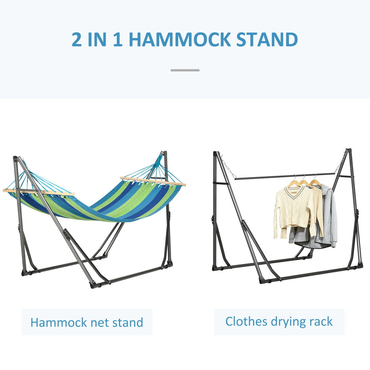 easycomfort easycomfort supporto con amaca autoportante pieghevole in cotone e acciaio 270x100x94cm