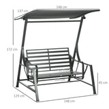 easycomfort dondolo da giardino 2 posti in acciaio con tettuccio inclinabile e cuscini 148x129x172 cm