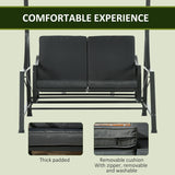 easycomfort dondolo da giardino 2 posti in acciaio con tettuccio inclinabile e cuscini 148x129x172 cm