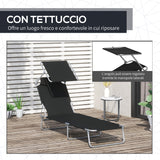easycomfort easycomfort sdraio prendisole con tettuccio pieghvole schienale reclinabile nero