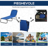 easycomfort easycomfort lettino prendisole da giardino sdraio pieghevole con tettuccio blu