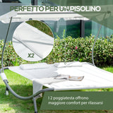 easycomfort easycomfort lettino sdraio prendisole matrimoniale con tettuccio regolabile crema