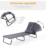 easycomfort easycomfort lettino prendisole relax pieghevole con cuscino poggiatesta grigio