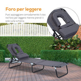 easycomfort easycomfort lettino prendisole relax pieghevole con cuscino poggiatesta grigio