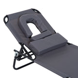 easycomfort easycomfort lettino prendisole relax pieghevole con cuscino poggiatesta grigio